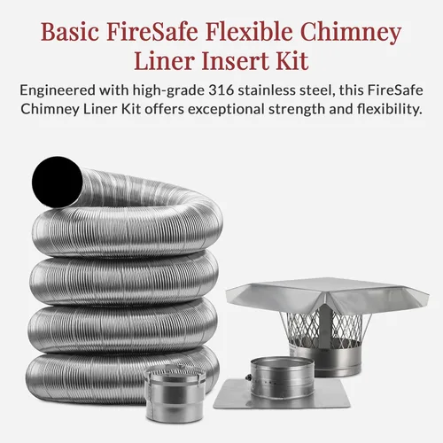Vista 2 de Fireside Chimney Supply FireFlex 316Ti kit de accesorio interior de conducto de chimenea flexible