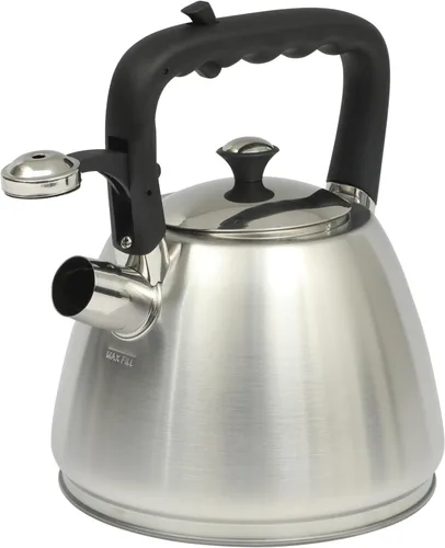 Vista 8 de Hervidor de agua para té con silbido Mr. Coffee 91407.02 Flintshire, de acero inoxidable, 1.75 qt, Plateado