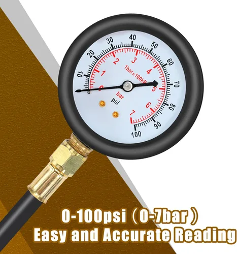 Vista 4 de BETOOLL Kit de prueba de presión de combustible - Manómetro de presión de combustible - Juego de medidor de presión de bomba de inyección