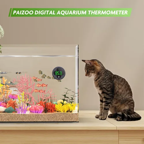Vista 6 de PAIZOO Termómetro digital para acuario, termómetro LED para pecera, medidor de temperatura preciso inalámbrico a ±0.9℉, accesorios de acuario