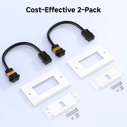 Vista 7 de Cable Matters Paquete de 2 placas de pared HDMI de 1 puerto en blanco (soporte de paso a través de 4K UHD, ARC y Ethernet)