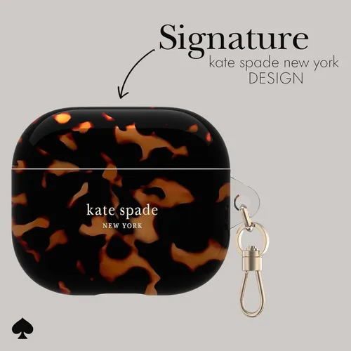 Vista 3 de Kate Spade New York Estuche protector para AirPods con llavero - Concha de tortuga, compatible con AirPods de 3ª