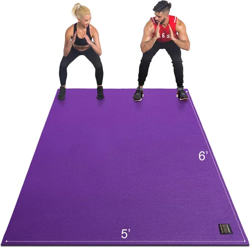 Vista 8 de GXMMAT Large Exercise Mat 6'x4'/6'x5'/6'x6'(7mm), Thick Workout Mats for Home Gym Flooring, Extra Wide Non-Slip Durable Cardio Mat, Shoe Friendly