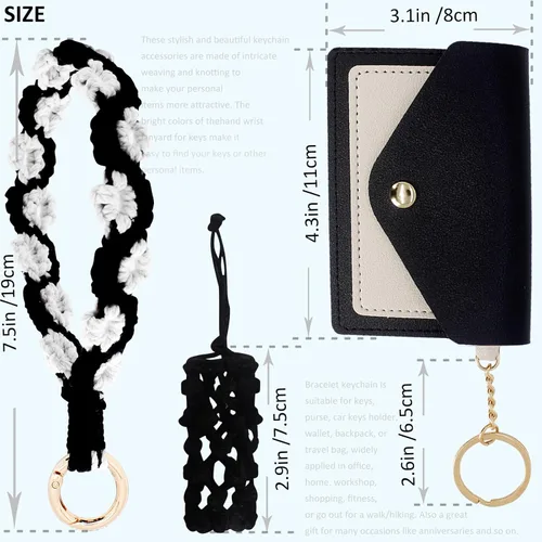 Vista 71 de BIHRTC Llavero de pulsera boho con soporte para lápiz labial, pulsera hecha a mano