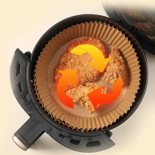 Vista 8 de YIFFSH Forro de papel desechable para freidora de aire, forros de freidora de aire, forros desechables antiadherentes, papel pergamino redondo sin