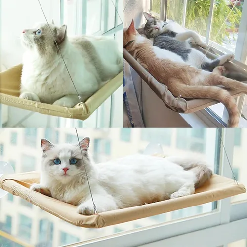 Vista 5 de Hamaca negra para gatos con ventana y cama para gatos