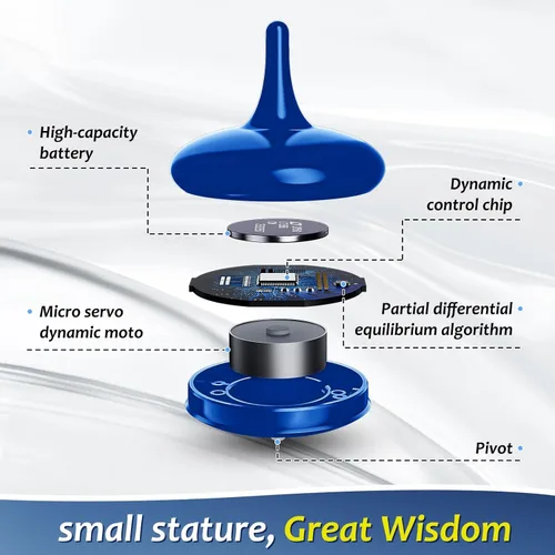 Vista 4 de Top giratorio eléctrico con base de vidrio, giro sin fin de más de 6 horas, espectáculo de luz LED para concentración, calma y creatividad, regalo