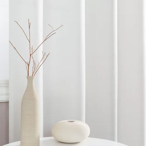 Vista 7 de Jinchan - Cortinas traslúcidas con ojales en la parte superior de 2 paneles con textura casual.