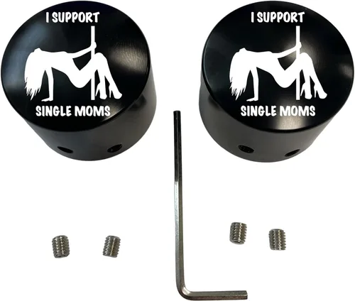 I Support Single Moms - Cubiertas para tuercas de eje delantero, color negro, compatible con Harley Davidson Touring Road King Road Glide Street