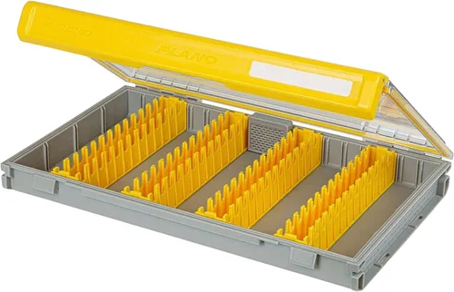 Vista 30 de Caja de Utilidad Premium Plano EDGE Flex Crankbait 3700, Gris y Amarillo con Tapa Transparente, Caja de Almacenamiento Impermeable para Pequeños