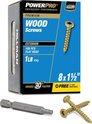 Power Pro Tornillos de madera para exteriores de alta calidad, tornillos de cubierta multiusos #8 x 1-1/2 pulgadas para proyectos al aire libre,