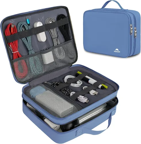 Vista 10 de Matein - Bolsa organizadora de cables, bolsa de almacenamiento de viaje grande y duradera para los accesorios electrónicos de los cables