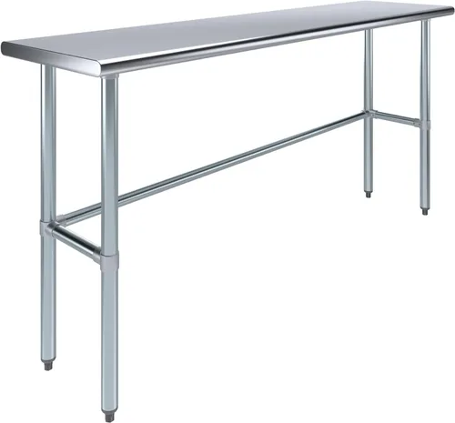 Vista 8 de Mesa de trabajo de acero inoxidable de base abierta de 20 x 20 pulgadas, mesa de trabajo comercial compacta certificada NSF con patas galvanizadas
