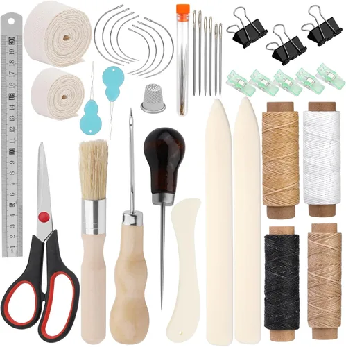 Vista 9 de Kit de encuadernación de libros de 41 piezas, 3 piezas de plegadera de hueso, marcador de papel, herramienta para plegar papel, kit de herramientas
