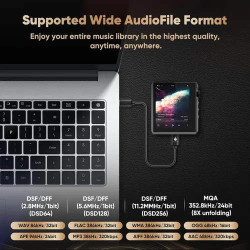 Vista 3 de Reproductor MP3 HIDIZS AP80 Pro-X con Bluetooth, reproductor de audio digital, chips Dac duales ESS9219C, 0.0015% THD+N, decodificación nativa