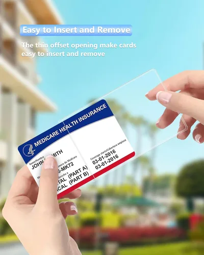 Vista 3 de Pack de 6 fundas protectoras de PVC transparente, resistentes al agua, para tarjeta sanitaria estadounidense Medicare, tarjetas de visita, tarjeta