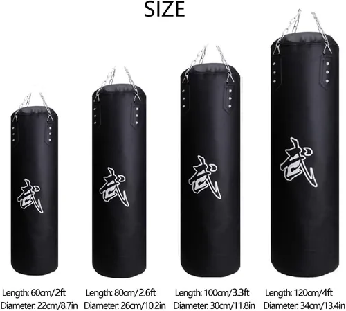 Vista 3 de Saco de boxeo para hombre, mujer, niños, bolsa de boxeo para interior/jardín, sin relleno, juego de bolsa pesada con guantes de boxeo, cadena
