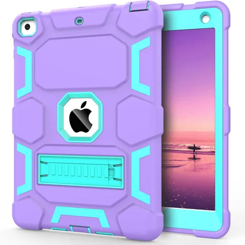 Vista 21 de CCMAO Funda para iPad de 6ª/5ª generación (9.7 pulgadas, 2018/2017), iPad Air de 2ª generación (2014) con soporte, funda protectora híbrida a prueba