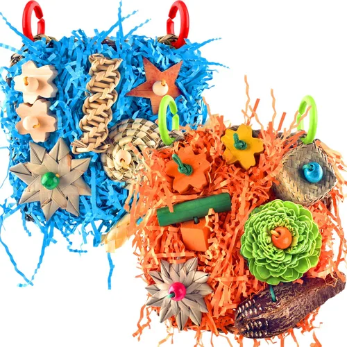 KATUMO Juguetes para pájaros, paquete de 2 alfombrillas de hierba para pájaros, juguetes de pared para periquitos, cacatúas, conure, agapornis,