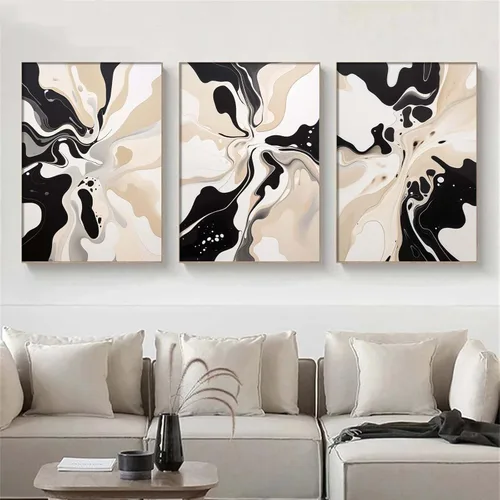 Ecyanlv Arte abstracto para pared, color beige y blanco, lienzo abstracto y neutro, arte de pared, cuadro neutro, arte abstracto pastel, impresiones