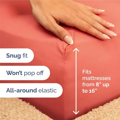 Vista 3 de Juego de sábanas de 4 piezas talla matrimonial, cómodas, transpirables, refrescantes, de hotel, unisex, esquinas tipo bolsillos profundos