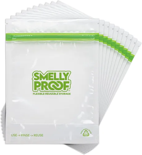 Vista 7 de Smelly Proof 10 bolsas reutilizables para almacenamiento de alimentos, bolsas reutilizables para congelador, bolsas reutilizables para aperitivos