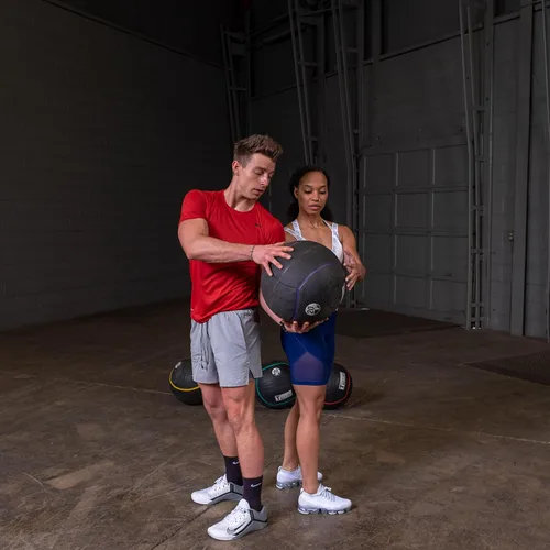 Vista 3 de Body-Solid Heavy Rubber Medicine Ball - Non Bouncing Wall Balls for Strength Training, Weight Loss Workout, Core Exercise and Home Gym Fitness, Black