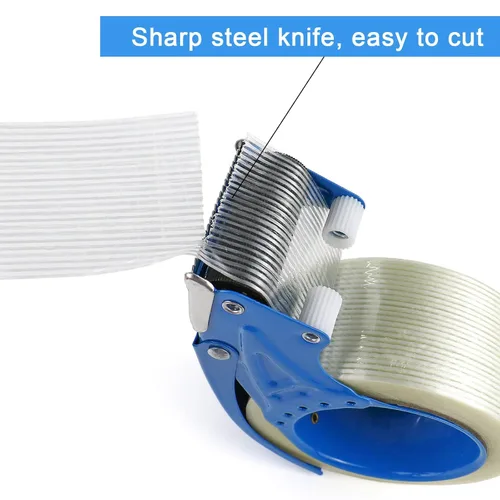 Vista 4 de BOMEI PACK Cinta de Embalar de 2 Pulgadas con Dispensador, Cinta de Embalaje Reforzada de Monofibra de Vidrio con Hilo para Envío, 3 Rollos x 5.5