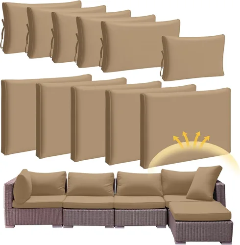 Vista 17 de Patelai 11 fundas impermeables para cojines de patio para muebles seccionales al aire libre, mimbre, ratán, patio, sofá, silla, fundas de almohada