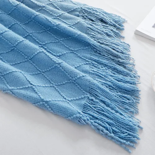 Vista 5 de Bourina - Manta decorativa de punto para sofá, suave, texturizada, de color liso, de 50 x 60 pulgadas