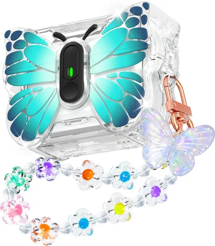 Vista 20 de R-fun Funda para AirPods Pro 2 Butterfly Artistry - Tapa desplegable automática y función de soporte, protección de grado militar de 360°
