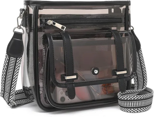 Vista 11 de Bolso Transparente ASKSKY, Bolsos de Bandolera Transparentes de PVC para Mujeres, Bolsa Transparente Resistente para Estadio, Eventos, Bolso