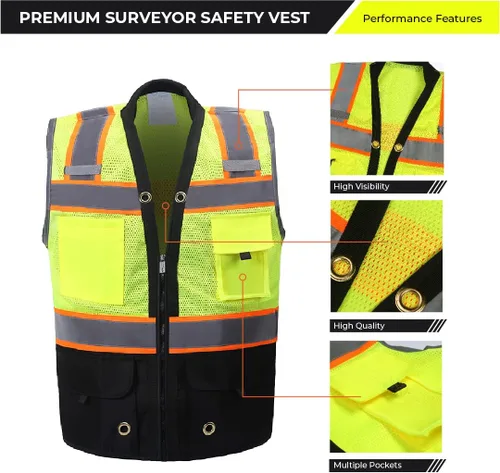 Vista 2 de Shine Bright Chaleco de seguridad – Alta visibilidad con correas reflectantes y bolsillos – Premium, suave, duradero y transpirable