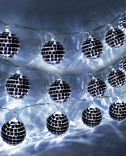 Vista 7 de AceList Tira de luces LED de 20 luces LED de 9.8 pies, funciona con pilas y enchufe USB, luces de bola de discoteca para decoraciones de fiesta