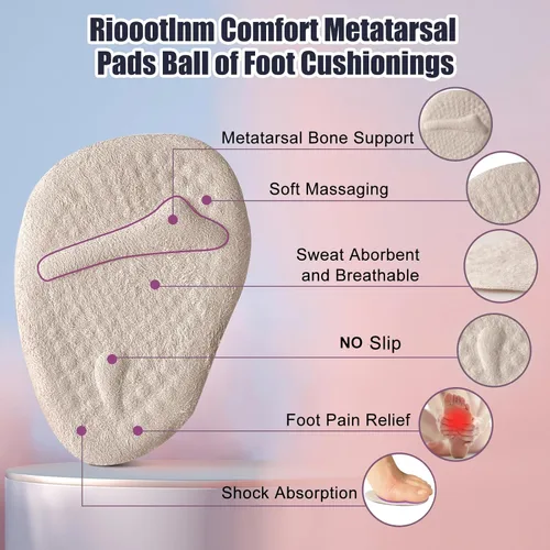 Riootlnm Almohadillas Metatarsianas, Cojines para la Planta del Pie, Almohadillas de Talón Insertables para Zapatos Demasiado Grandes, Reducen el