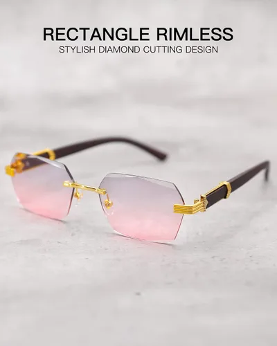 Vista 2 de Pro Acme Rimless Rectangle Sunglasses for Men Women Hexagon Shade Eyewear Frameless y2k Glasses