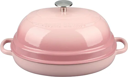 Vista 6 de Enameled Oval Cast Iron Dutch Oven Pot with Lid, Bread Dutch Oven for Sourdough Bread Baking, Dutch Oven Bread, Bread Oven, 6QT, Pink