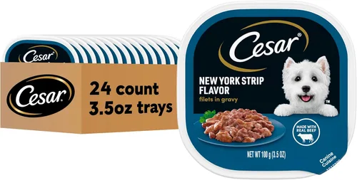 Vista 11 de Cesar Filets in Gravy, alimento húmedo para perros adultos, sabor a pollo asado, comida húmeda para perros, bandejas de 3.5 onzas, 24