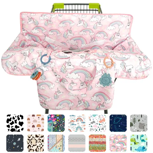 Vista 17 de Funda negra para carrito de compras para bebé, funda para silla alta 2 en 1, con arnés de seguridad, multifuncional, patrón de perro, fundas