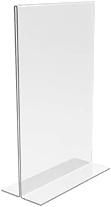 Vista 4 de FixtureDisplays Paquete de 24 soportes de acrílico transparente de 5.5 x 8.5 pulgadas para mesas, marco de mesa vertical para carpa de tienda