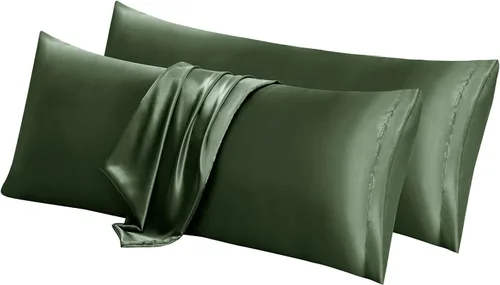 Vista 21 de Aormenzy Juego de 2 fundas de almohada de satén beige para cabello y piel, fundas de almohada de satén para mujer, tamaño estándar, con cierre