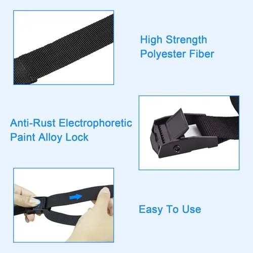 Vista 3 de RIO Direct 4 correas de amarre, correas de amarre resistentes, correas de amarre ajustables con hebilla de leva para motocicleta, carga, camiones