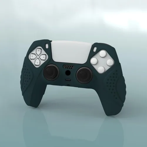 Vista 3 de eXtremeRate PlayVital Guardian Edition Racing Green Ergonomic Soft Anti-Slip Controller Silicone Case Cover for ps5, Rubber Protector Skins with