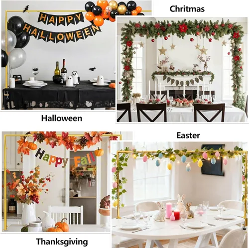 Vista 7 de Soporte de Barra Sobre la Mesa con Abrazaderas Ajustable 47"-98" de Longitud 30"-43" de Altura Soporte de Arco de Mesa Dorado Colgante