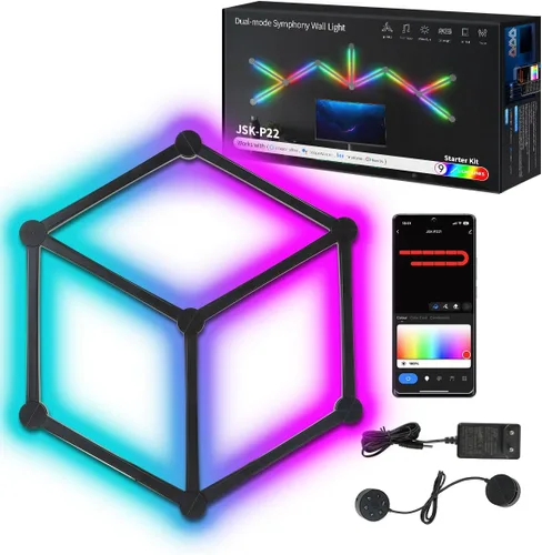 Vista 10 de RGBIC Smart WiFi Glide - Lámpara de pared, compatible con Alexa y Google Assistant, 16 millones de colores, sincronización de música, luces