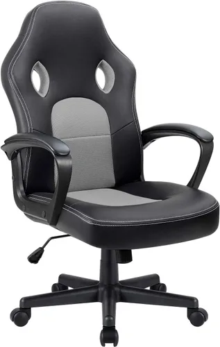 Vista 8 de Silla de oficina de cuero sintético para escritorio, asiento anatómico de red con apoyo lumbar de Furmax, Cuero sintético, Negro