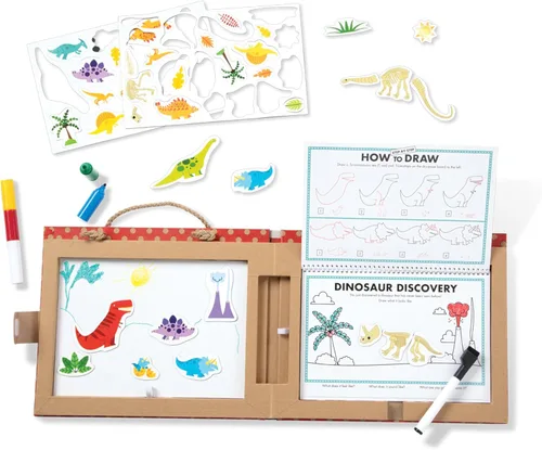 Vista 4 de Melissa & Doug Natural Play: Juega, dibuja, crea un kit reutilizable de dibujo e imán, dinosaurios (41 imanes, 5 marcadores de borrado en seco)