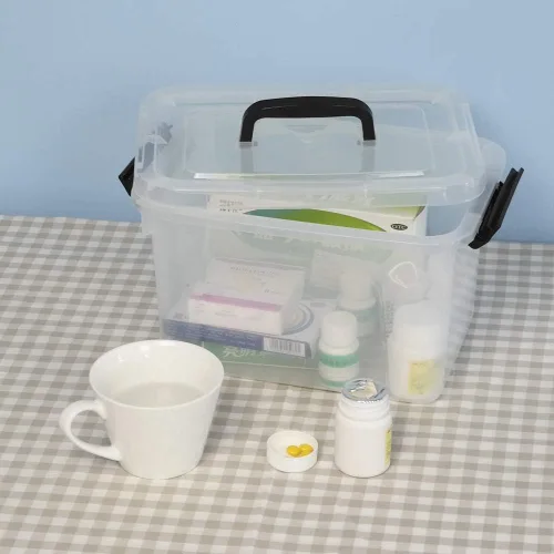 Vista 8 de Caja de almacenamiento transparente de 5 litros, caja de plástico con cierre de 4 unidades con tapa