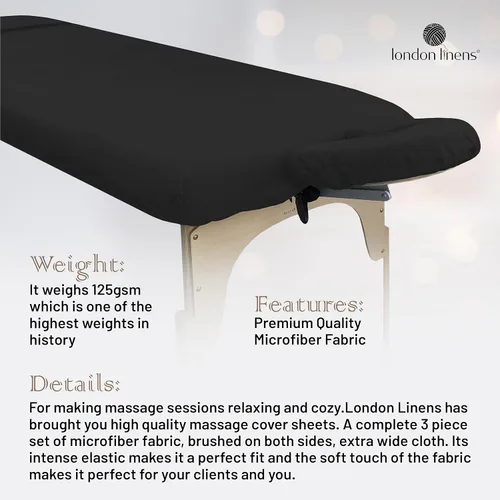 Vista 3 de London Linens Juego de sábanas de microfibra suave para mesa de masaje de 3 piezas, incluye funda para mesa de masaje, sábana bajera ajustable