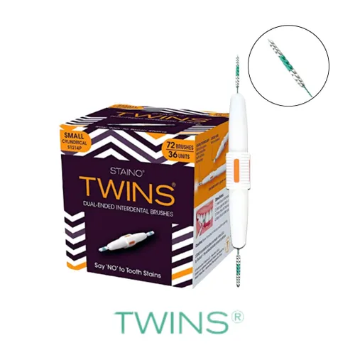 Vista 2 de Staino Twins - Cepillo interdental de viaje de doble extremo, minis, cepillo microfino, 36 unidades de 2 cepillos - total de 72 cepillos